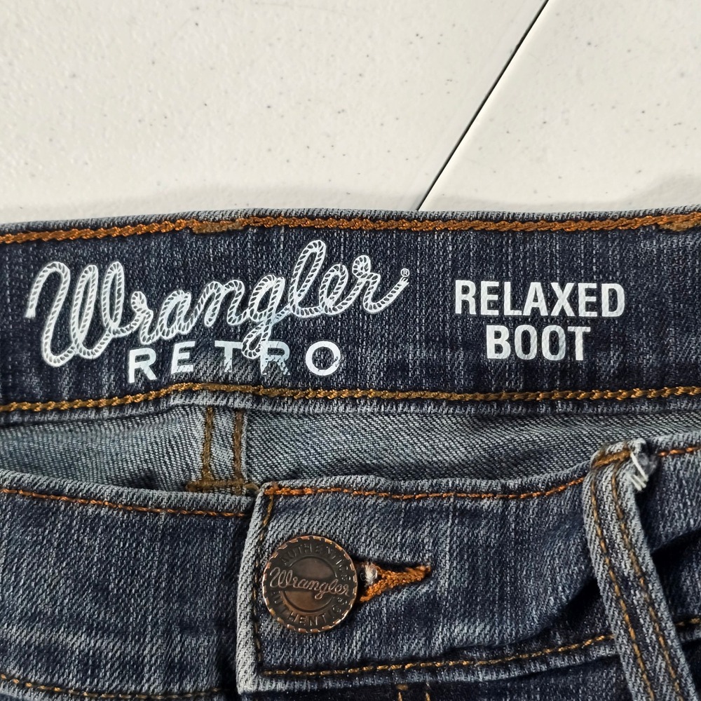 Wrangler Retro Relaxed Bootcut Jeans Dark Wash Mens 32x34 10WRT20FL - Picture 7 of 9